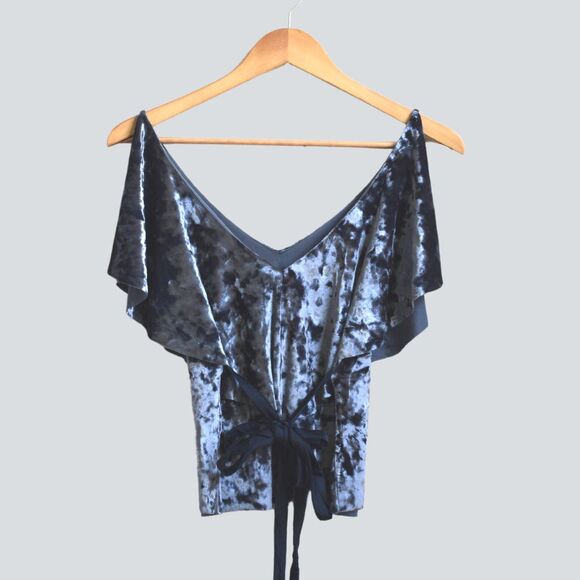 Zara Crushed Velvet Cropped Top Size S - Picture 3 of 5